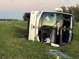 Un micro de larga distancia volcó en la ruta N° 9