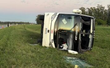 Un micro de larga distancia volcó en la ruta N° 9