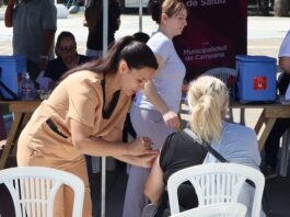 Campana: unos 360 vecinos se vacunaron gratis contra la gripe en el Parque Urbano