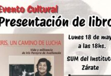 Se presenta en Zárate el libro “Iris, un camino de lucha”, un homenaje a la memoria y los Derechos Humanos